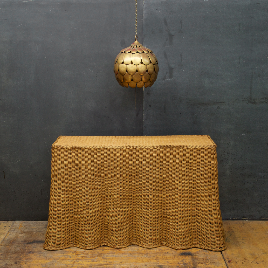 Vintage Mid Century Rare Ghost Dd Wicker Console Or Sofa