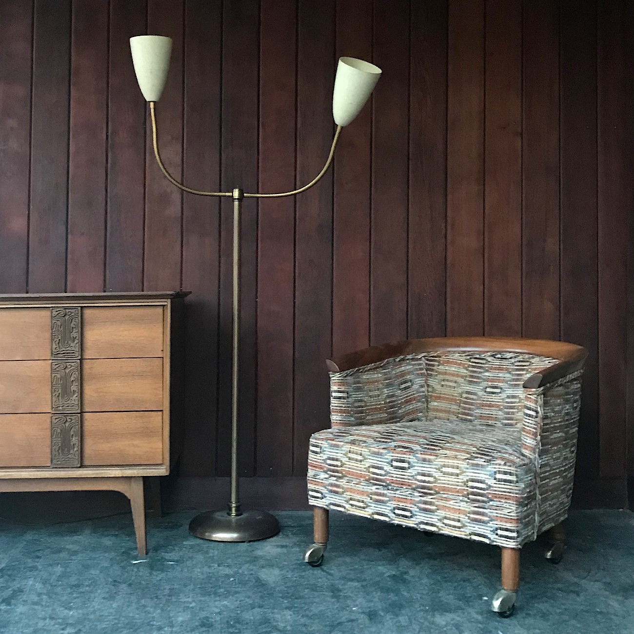 1950s Marplex Fiberglass Double Coned Gooseneck Floor Lamp Mad Men 1950s Marplex Fiberglass Double Coned Gooseneck Floor Lamp Mad Men Mid Century
